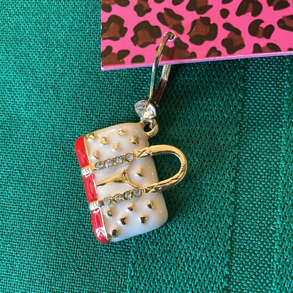 Vintage Betsey Johnson Handbag Earrings With Rhinestones - Picture 3 of 4